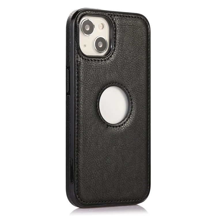 Shockproof Case for iPhone 15 Slim PU+TPU Phone Shell Anti-Fall Logo View Phone Cover - Black