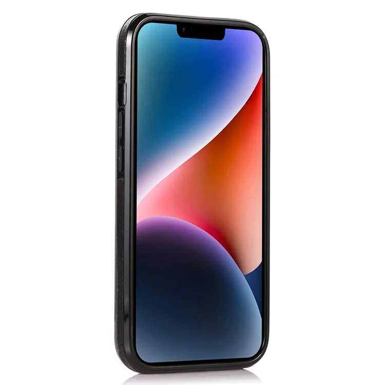 PU+TPU Phone Case for iPhone 15 Plus Protective Case Anti-Drop Slim Phone Cover with Logo View - Black