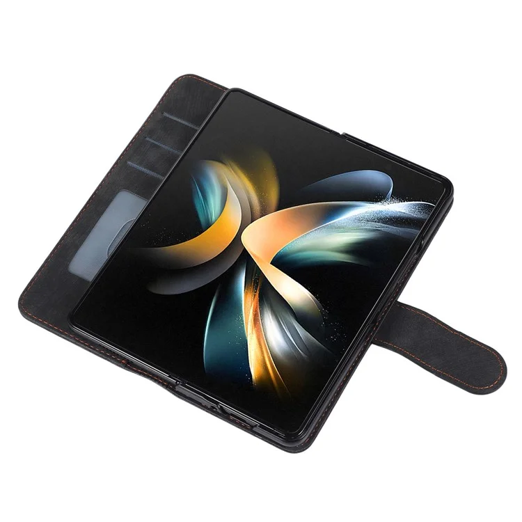 Для Samsung Galaxy Z Fold5 5G PU Leather+PC Wallet Phone Case Stand Skin-touch Protective Cover - Черный