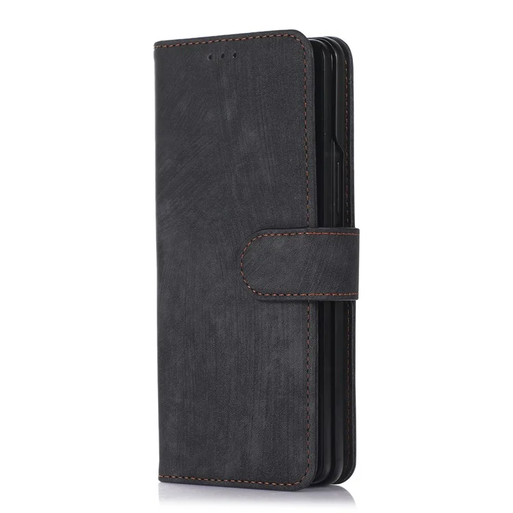 Для Samsung Galaxy Z Fold5 5G PU Leather+PC Wallet Phone Case Stand Skin-touch Protective Cover - Черный