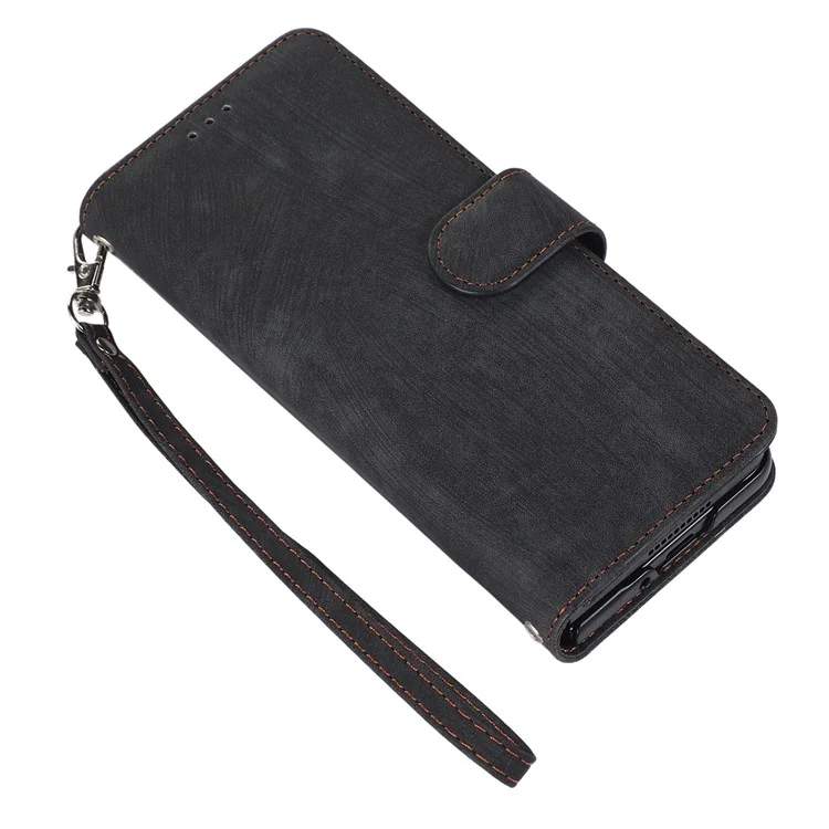 Для Samsung Galaxy Z Fold5 5G PU Leather+PC Wallet Phone Case Stand Skin-touch Protective Cover - Черный