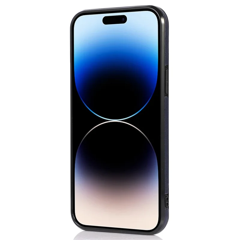Vertical Flip Phone Case for iPhone 15 Pro Max , Kickstand PU Leather+TPU Phone Shell Cover - Blue