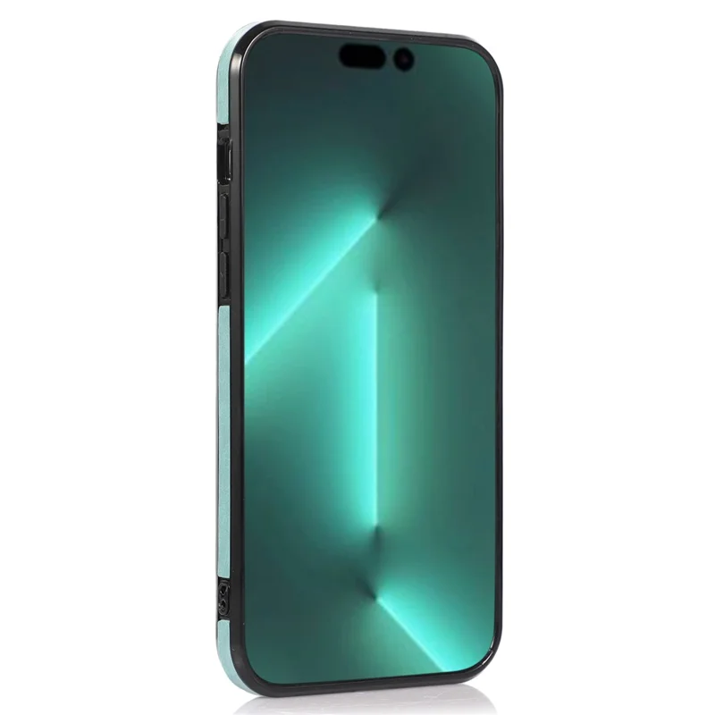 For iPhone 15 Pro Max PU Leather Coated TPU Phone Cover Card Holder Kickstand Phone Shell Case - Green