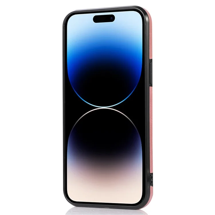 Coque de téléphone antichoc pour iPhone 15 Pro Max en cuir PU + support pour cartes TPU - Rose Gold