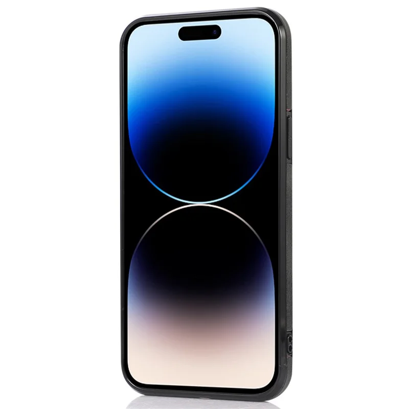For iPhone 15 Pro Max Drop-proof Phone Case PU Leather + TPU Card Holder Kickstand Back Cover - Black