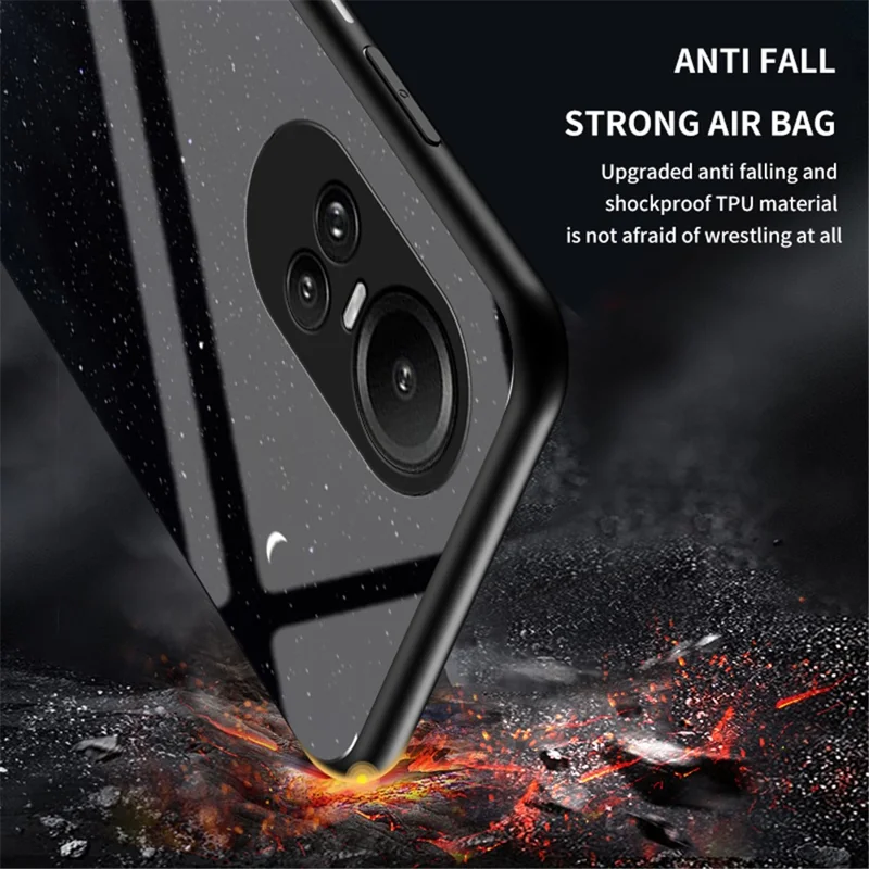 For Oppo Reno10 5G (Global) / Reno10 Pro 5G (Global) Tempered Glass+PC+TPU Cover Starry Sky Pattern Phone Case - Bright Starry Sky