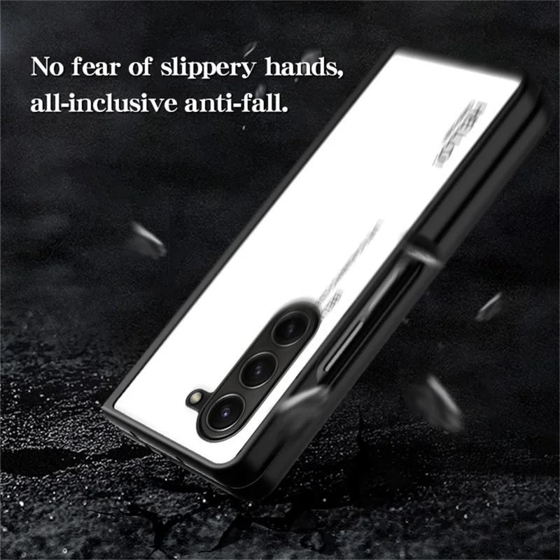 For Samsung Galaxy Z Fold5 5G Tempered Glass Phone Case Gradient Color PC+TPU Protective Cover - Gradient Black Grey