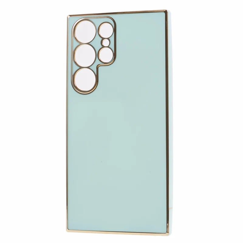 For Samsung Galaxy S23 Ultra Glossy Phone Case 6D Electroplated Edges Soft TPU Cover - Cyan