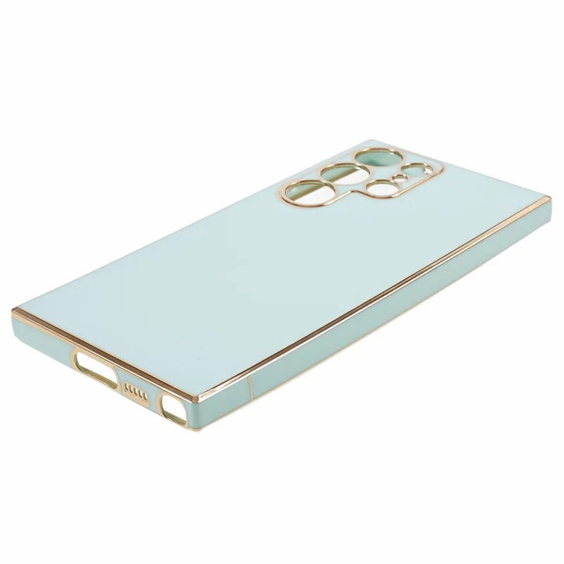 For Samsung Galaxy S23 Ultra Glossy Phone Case 6D Electroplated Edges Soft TPU Cover - Cyan