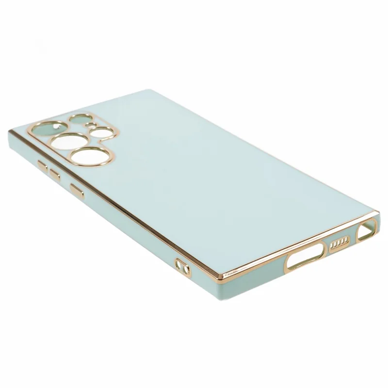 For Samsung Galaxy S23 Ultra Glossy Phone Case 6D Electroplated Edges Soft TPU Cover - Cyan