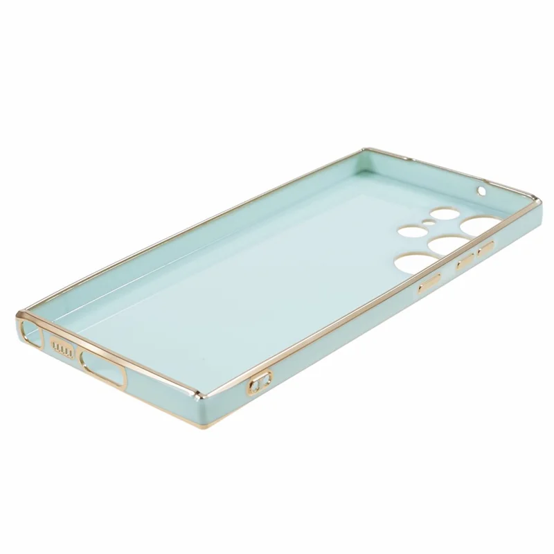 For Samsung Galaxy S23 Ultra Glossy Phone Case 6D Electroplated Edges Soft TPU Cover - Cyan