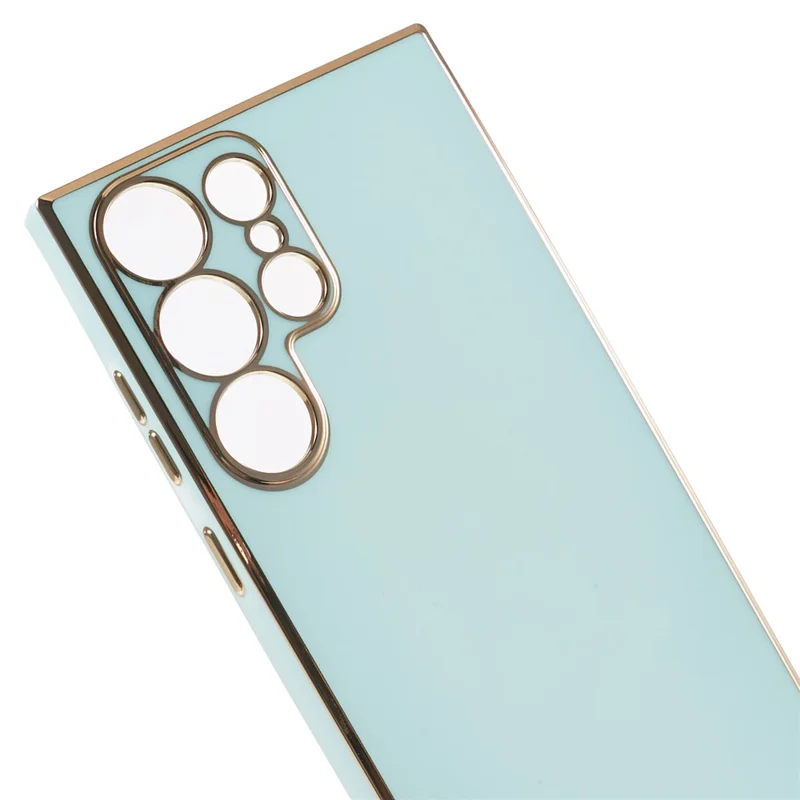 For Samsung Galaxy S23 Ultra Glossy Phone Case 6D Electroplated Edges Soft TPU Cover - Cyan