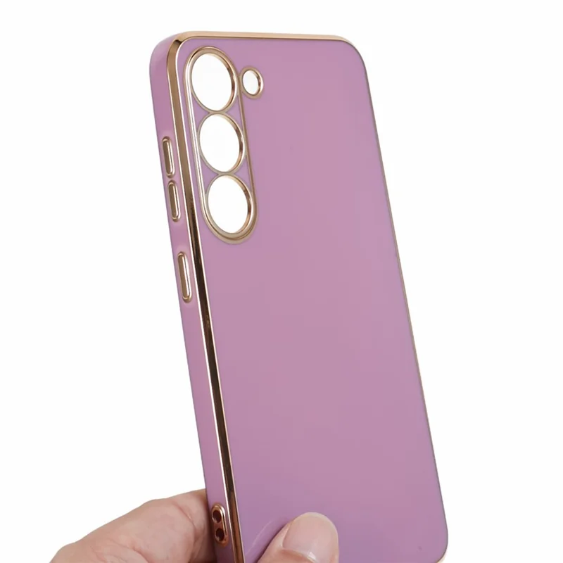 Shockproof TPU Phone Case for Samsung Galaxy S22 5G Electroplating 6D Glossy Phone Cover - Purple