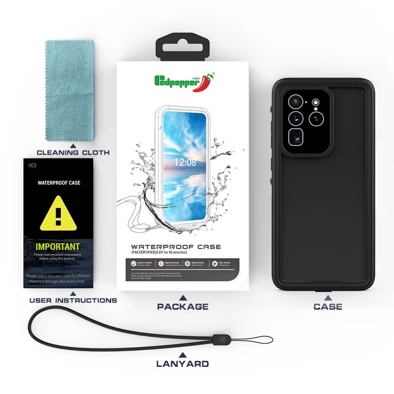 REDPEPPER Für Samsung Galaxy S20 Ultra IP68 wasserdichte Hülle Schwimmen Tauchen Klare Rückseite Handyhülle [Unterstützung Fingerabdruck-Entsperrung] - Grün