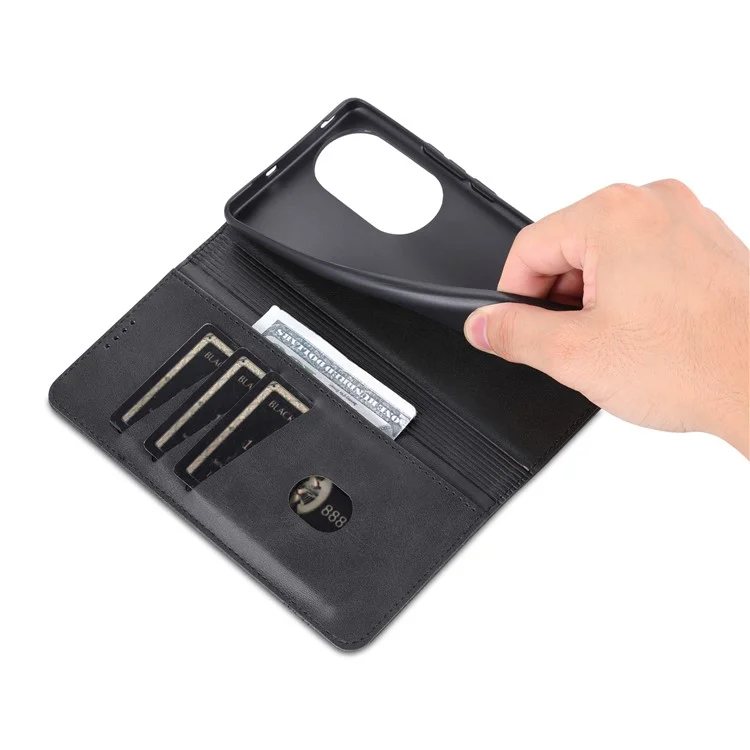 AZNS For Oppo Reno10 5G (Global) / Reno10 Pro 5G (Global) Phone Case Wallet Stand PU Leather Cowhide Texture Cover - Black