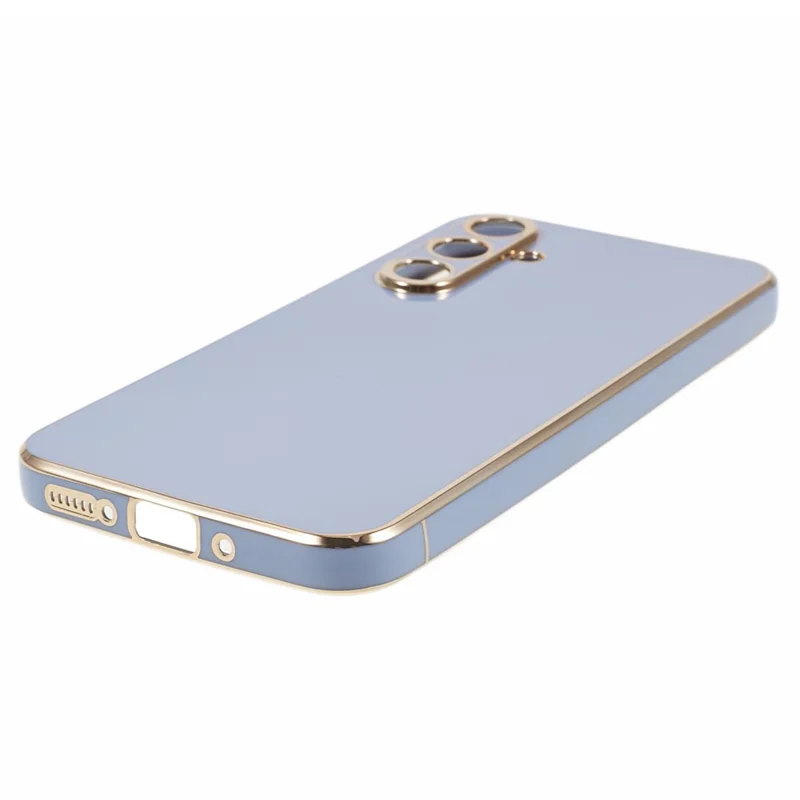 غطاء هاتف لامع من مادة TPU لهاتف Samsung Galaxy A25 5G (عالمي) (161.0 × 76.5 × 8.3 مم)، غطاء مرن مقاوم للصدمات ومطلي بتقنية 6D - أزرق