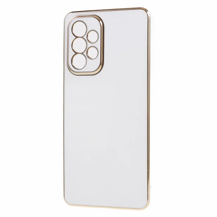 For Samsung Galaxy A33 5G Glossy Shockproof Protective Case 6D Electroplating TPU Phone Cover - White