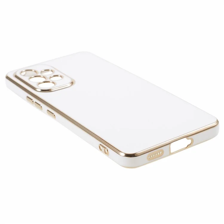 For Samsung Galaxy A33 5G Glossy Shockproof Protective Case 6D Electroplating TPU Phone Cover - White