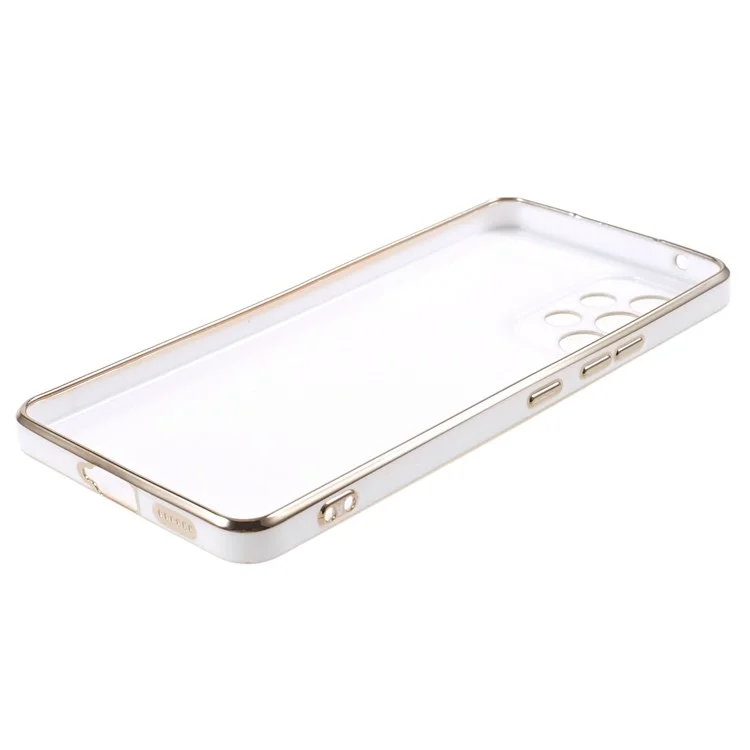 For Samsung Galaxy A33 5G Glossy Shockproof Protective Case 6D Electroplating TPU Phone Cover - White