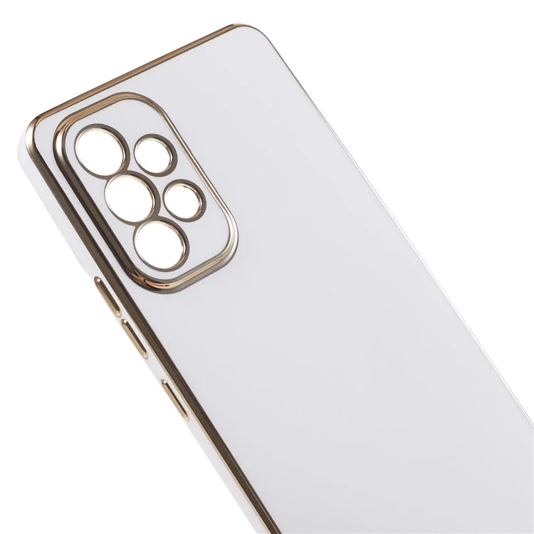 For Samsung Galaxy A33 5G Glossy Shockproof Protective Case 6D Electroplating TPU Phone Cover - White