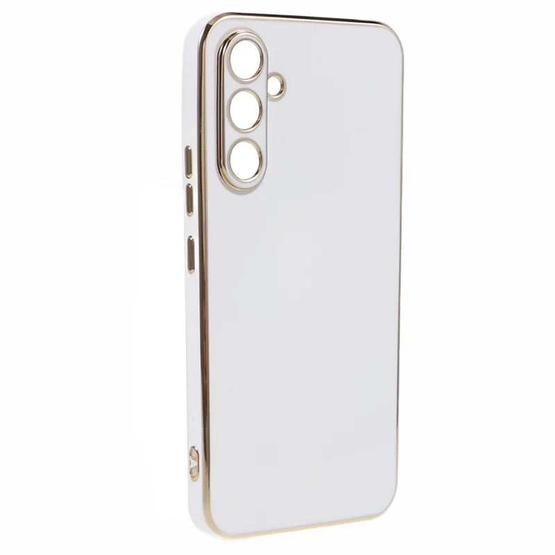 Soft TPU Case for Samsung Galaxy S23 FE , Glossy 6D Electroplating Phone Protective Back Cover - White