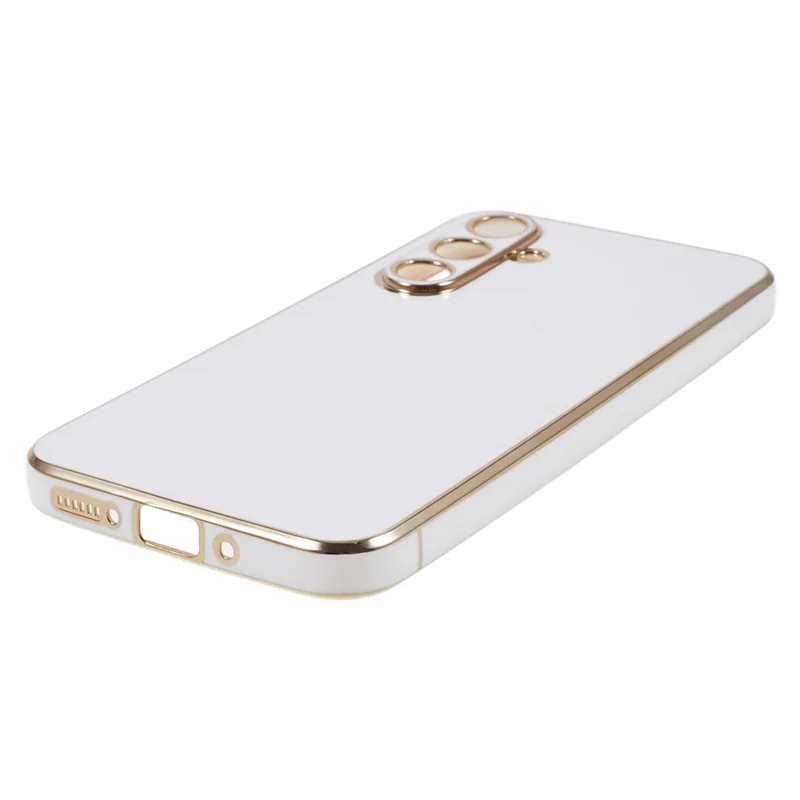 Soft TPU Case for Samsung Galaxy S23 FE , Glossy 6D Electroplating Phone Protective Back Cover - White