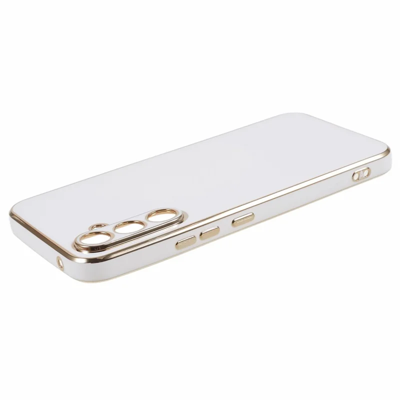 Soft TPU Case for Samsung Galaxy S23 FE , Glossy 6D Electroplating Phone Protective Back Cover - White