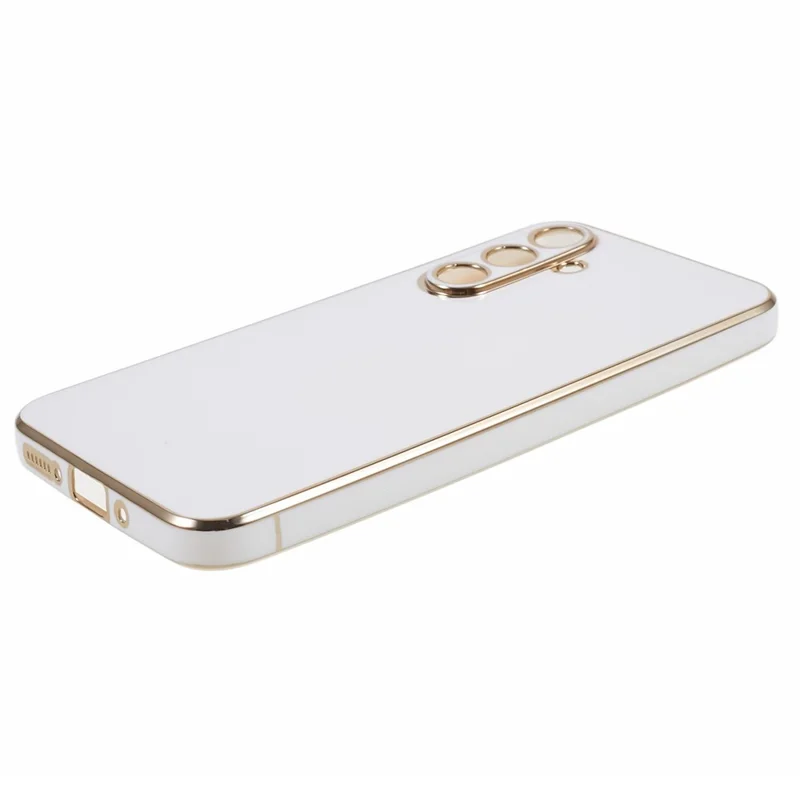 Soft TPU Case for Samsung Galaxy S23 FE , Glossy 6D Electroplating Phone Protective Back Cover - White