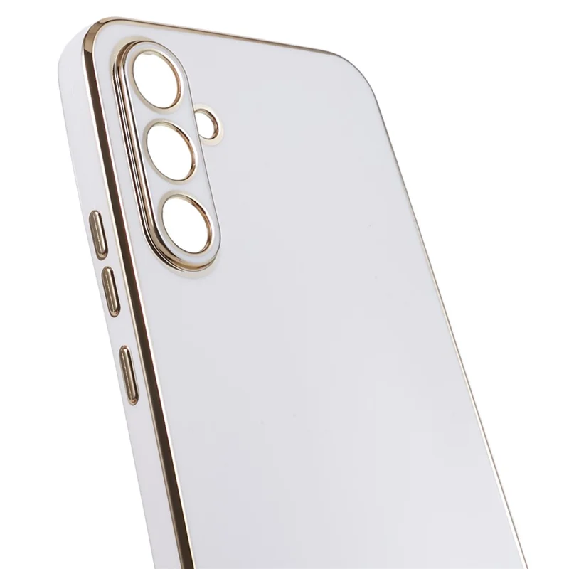 Soft TPU Case for Samsung Galaxy S23 FE , Glossy 6D Electroplating Phone Protective Back Cover - White