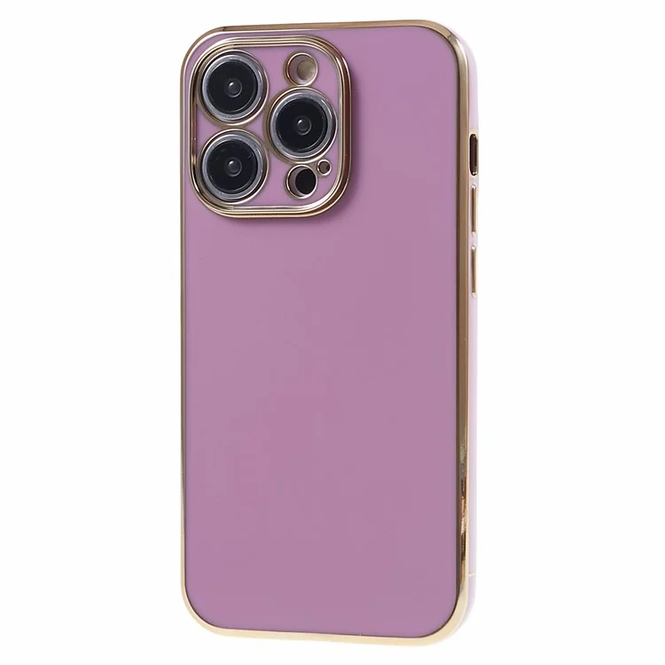 Pour iPhone 15 Pro Max Soft TPU 6D Electroplated Case Glossy Shockproof Protective Phone Cover - Violet