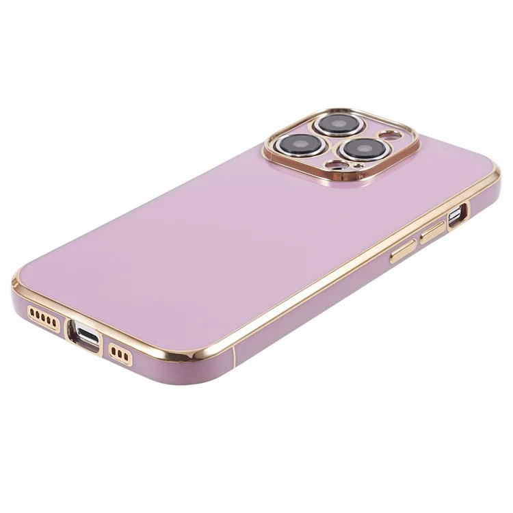 Pour iPhone 15 Pro Max Soft TPU 6D Electroplated Case Glossy Shockproof Protective Phone Cover - Violet