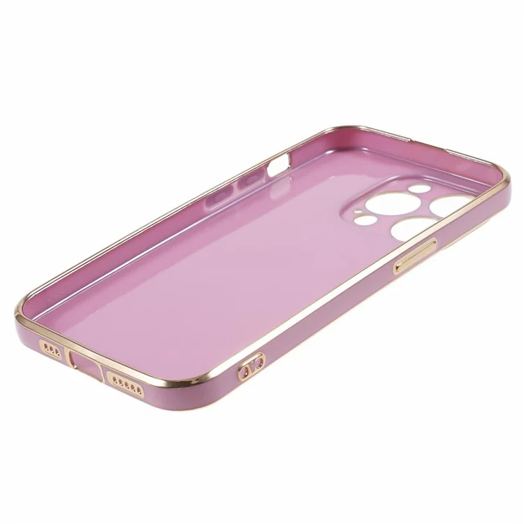 Pour iPhone 15 Pro Max Soft TPU 6D Electroplated Case Glossy Shockproof Protective Phone Cover - Violet