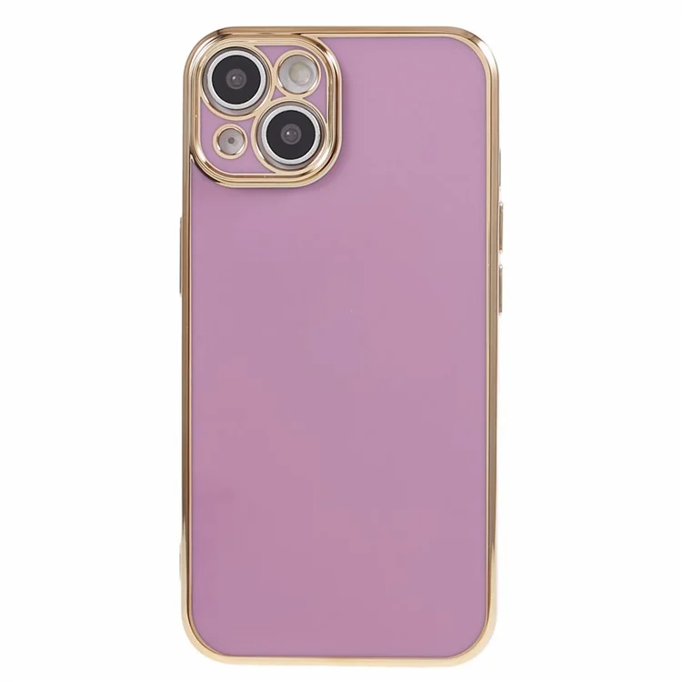 For iPhone 15 Shock-Absorption TPU Phone Case 6D Electroplating Glossy Protective Cover - Purple