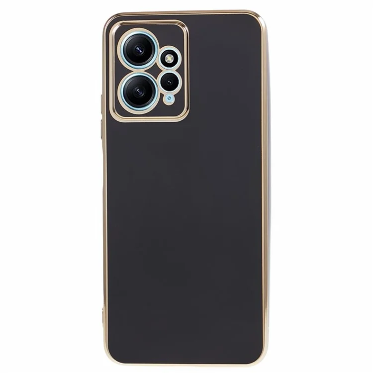 Для Xiaomi Redmi Note 12 4G TPU Защитный чехол для смартфона Глянцевая задняя крышка с 6D гальваническим покрытием - Черный
