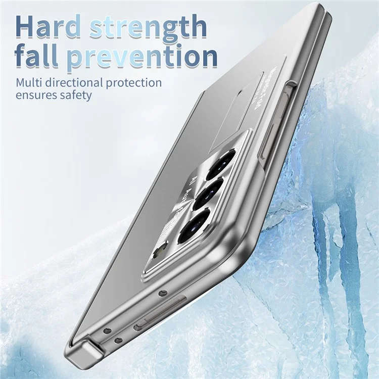 Pour Samsung Galaxy Z Fold5 5G Hinge Protection Phone Case Electroplating PC Phone Cover avec Kickstand - Argent