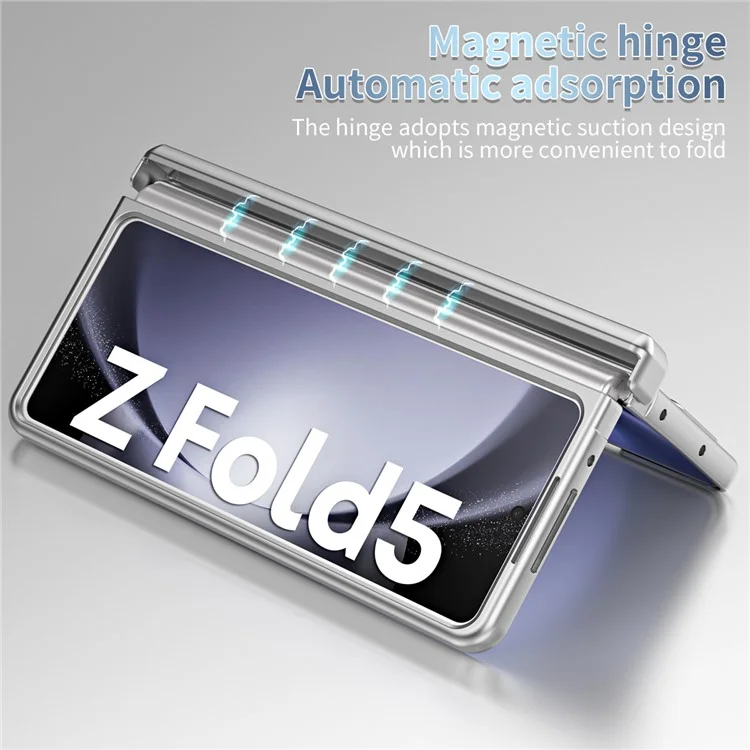 Pour Samsung Galaxy Z Fold5 5G Hinge Protection Phone Case Electroplating PC Phone Cover avec Kickstand - Argent