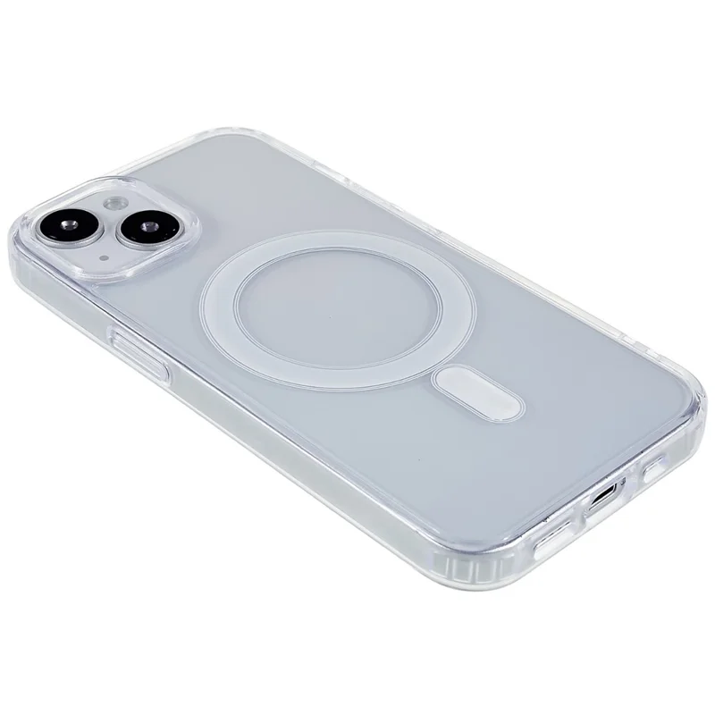 For iPhone 15 Clear Cell Phone Back Cover Acrylic + TPU Magnetic Case Compatible with MagSafe