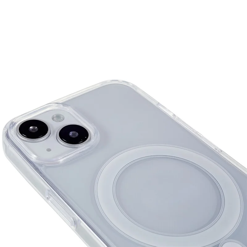 For iPhone 15 Clear Cell Phone Back Cover Acrylic + TPU Magnetic Case Compatible with MagSafe