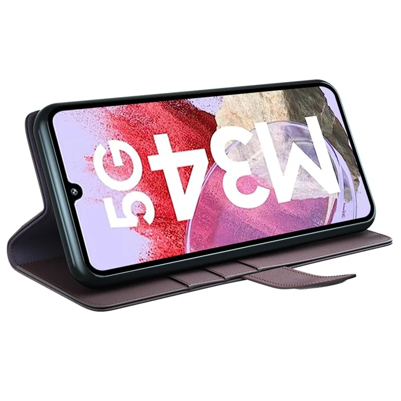 For Samsung Galaxy F34 5G / M34 5G Case Genuine Split Leather Phone Cover with Wallet Stand - Brown