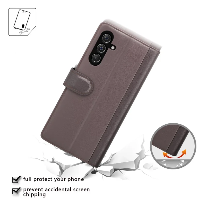 For Samsung Galaxy F34 5G / M34 5G Case Genuine Split Leather Phone Cover with Wallet Stand - Brown