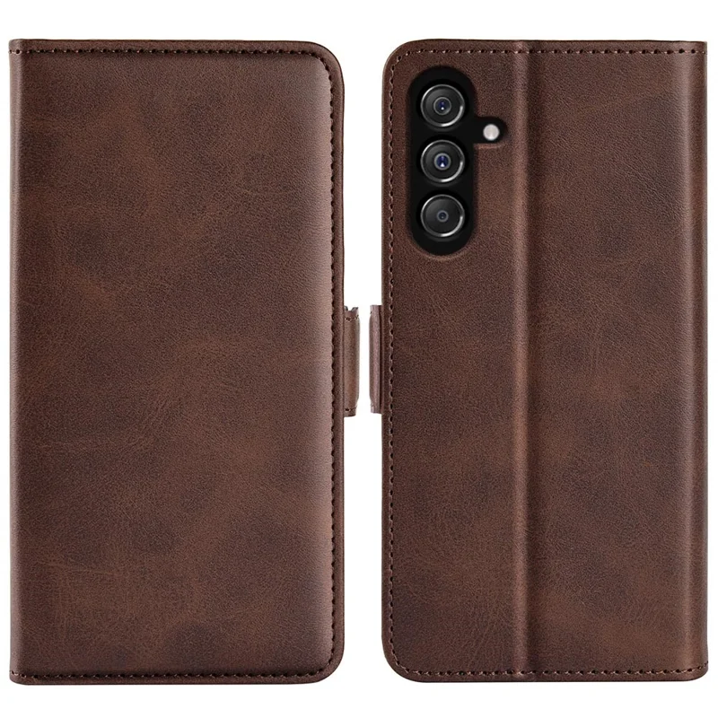 Cover per telefono con texture vitello per Samsung Galaxy F34 5G / M34 5G, supporto integrato, portafoglio in pelle - Marrone