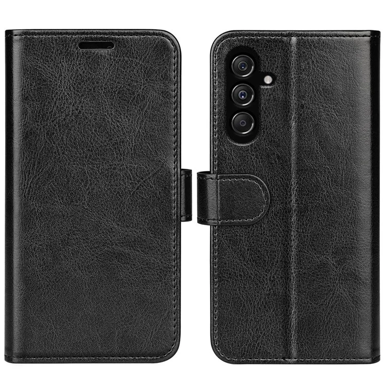 Für Samsung Galaxy F34 5G / M34 5G Anti-Kratzer PU-Leder-Handy-Cover Stand Crazy Horse Textur Wallet Case - Schwarz