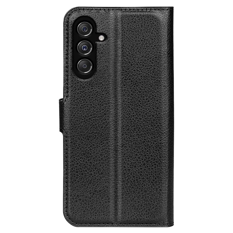 For Samsung Galaxy F34 5G / M34 5G Phone Case Anti-Scratch Stand PU Leather Wallet Litchi Texture Protective Cover - Black