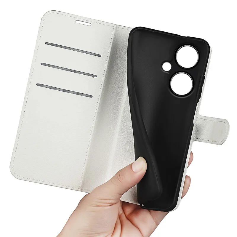 Phone Case For Oppo K11 5G Wallet Litchi Texture Shell Anti-Scratch Stand PU Leather Phone Cover - White