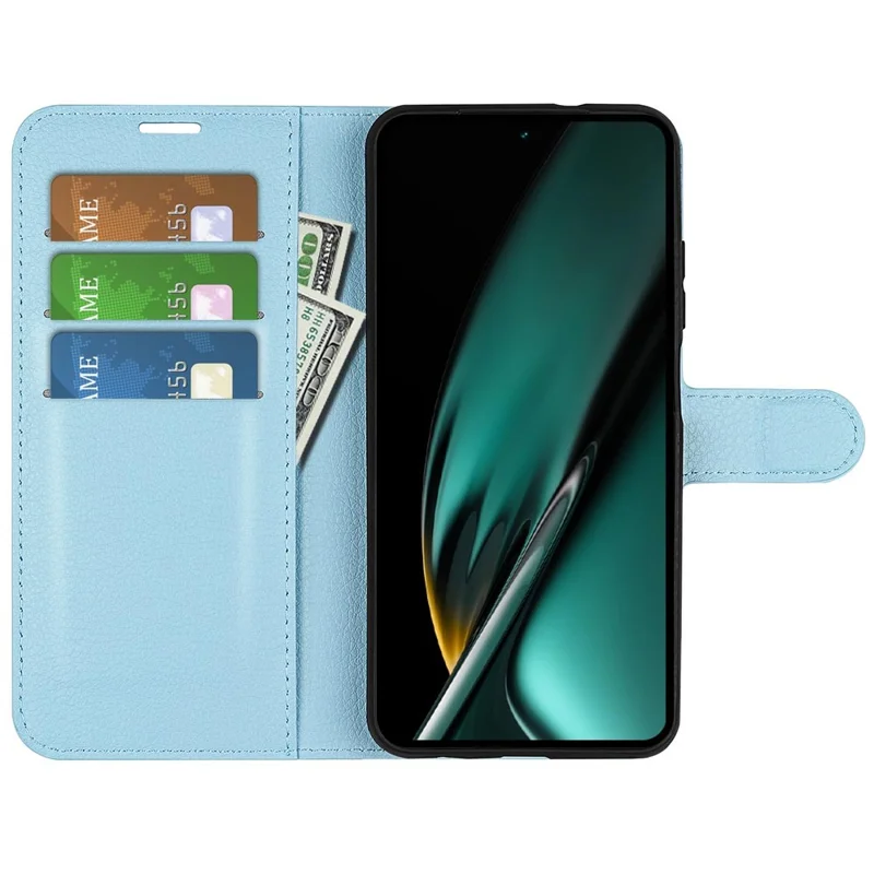 Phone Case For Oppo K11 5G Wallet Litchi Texture Shell Anti-Scratch Stand PU Leather Phone Cover - Blue