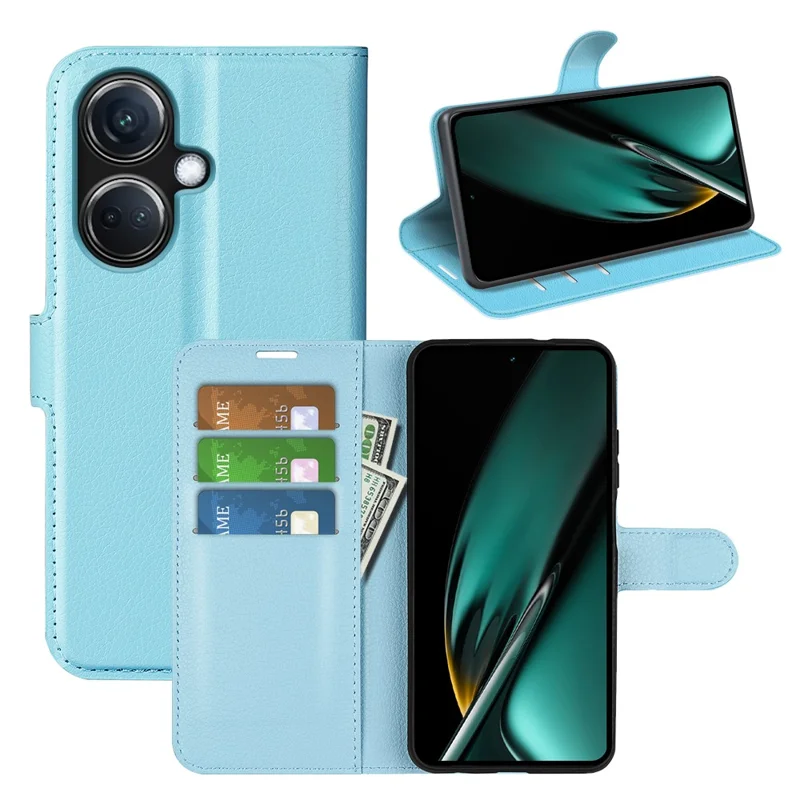 Phone Case For Oppo K11 5G Wallet Litchi Texture Shell Anti-Scratch Stand PU Leather Phone Cover - Blue