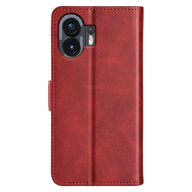 For Nothing Phone (2) Shockproof Calf Texture Phone Stand Case Wallet PU Leather Cell Phone Cover - Red