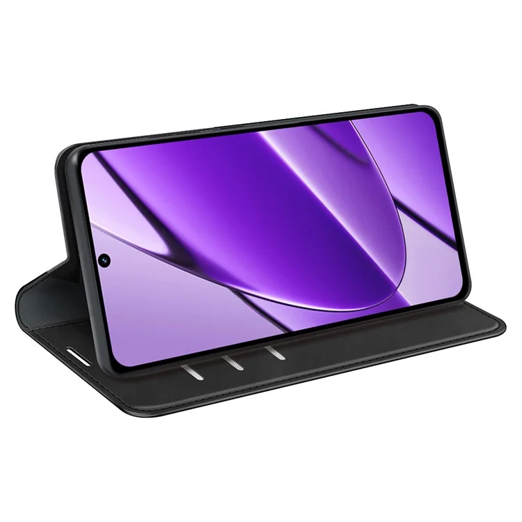 Pour Realme 11x 5G / 11 5G (Global) Slim-Fit Shell Skin-touch Wallet Phone Cover Stand PU Leather Cell Phone Case - Noir