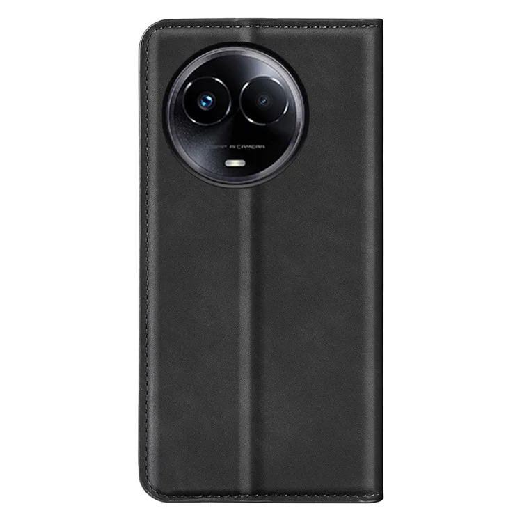 Pour Realme 11x 5G / 11 5G (Global) Slim-Fit Shell Skin-touch Wallet Phone Cover Stand PU Leather Cell Phone Case - Noir
