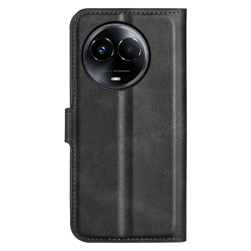 Para Realme 11x 5G / 11 5G (Global) Capa de Telefone Carteira Stand PU Leather Shell Calf Texture Proteção Total Capa de Telefone - Preto